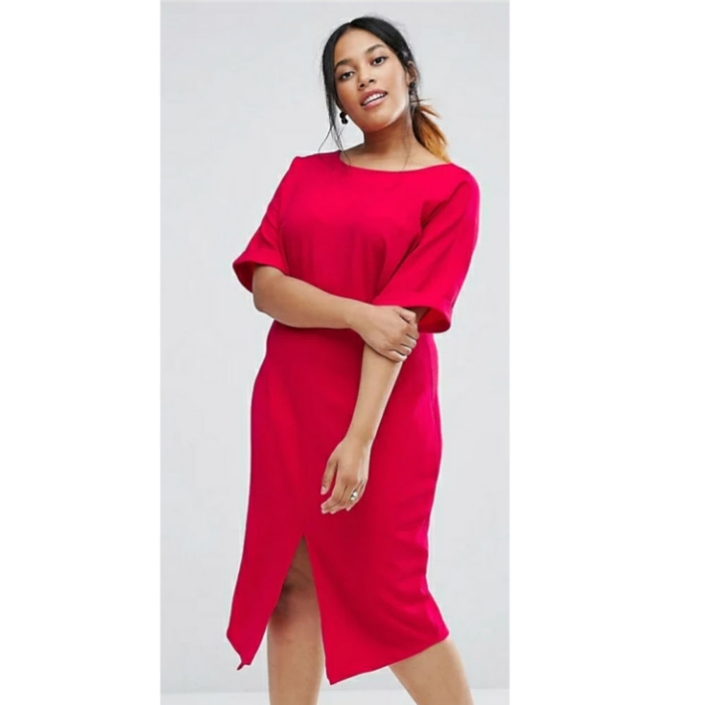 ASOS Curve Red Wiggle Dress